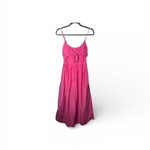 Bird & Knoll Pink Cotton Silk Maxi Dress Small